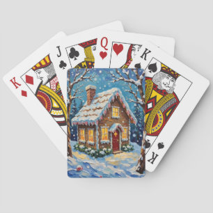 Jeu De Cartes Maison en pain d'épices vintage dans un hiver ench
