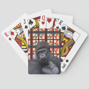 Jeu De Cartes Majestic Sitting Gorilla Sur Red Geometry Wildlife