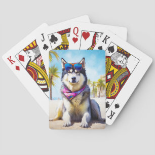 Jeu De Cartes Malamute d'Alaska sur la plage, cadeau d'été
