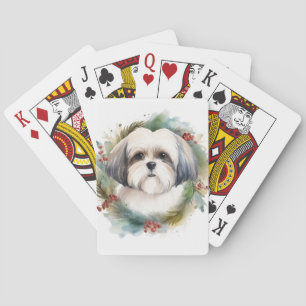 Jeu De Cartes Malti Tzu Christmas Wreath Festive Pup