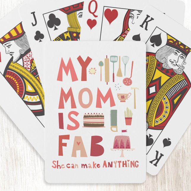 Jeu De Cartes Maman amusante (My Mom is Fab fun hand lettered typography art playing cards)