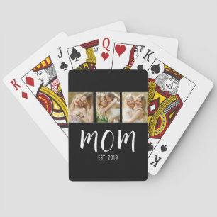 Jeu De Cartes Maman Noir Blanc Script Élégant 3 Photo