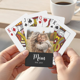Jeu De Cartes Maman Texte de script établi Photo noire