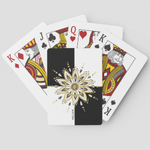 Jeu De Cartes Mandala de cercle noir et blanc or
