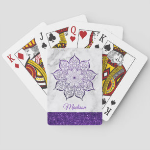Jeu De Cartes Mandala de fausse brillance violette sur marbre gr