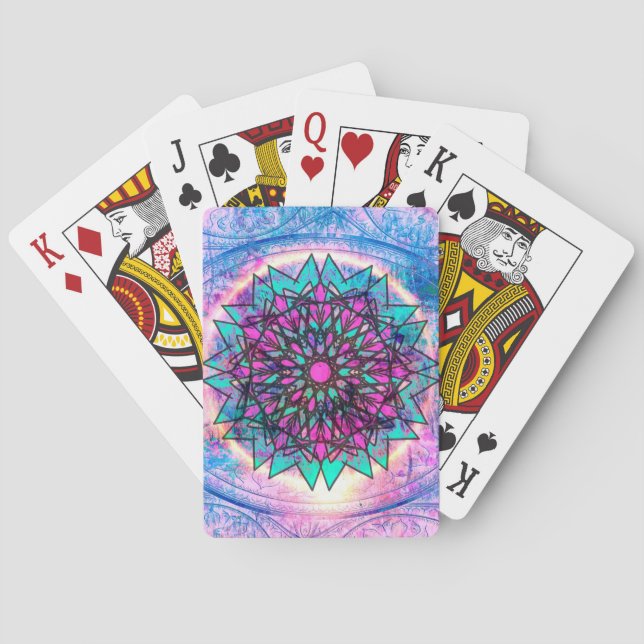Jeu De Cartes Mandala en verre souillé de pastel (dos)