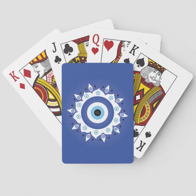 Jeu De Cartes Mandala Grec Mal Oeil Bleu Blanc (dos)