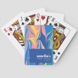 Jeu De Cartes Marbre Abstrait coloré Bleu Fête des mariées perso