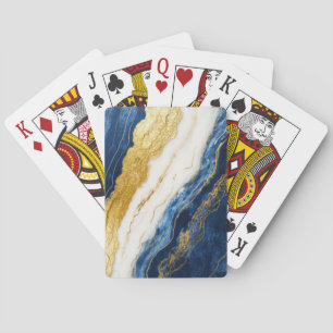 Jeu De Cartes Marbre bleu marine de luxe et feuille d'or
