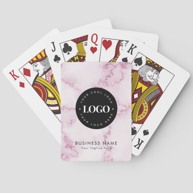 Jeu De Cartes Marbre de Parties scintillant rose du logo de l'en (dos)