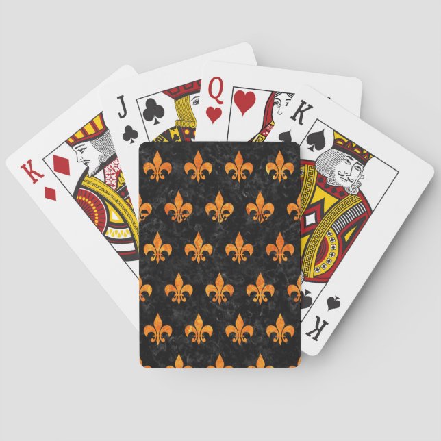 JEU DE CARTES MARBRE ROYAL1 NOIR ET MARBRE ORANGE (R) (dos)