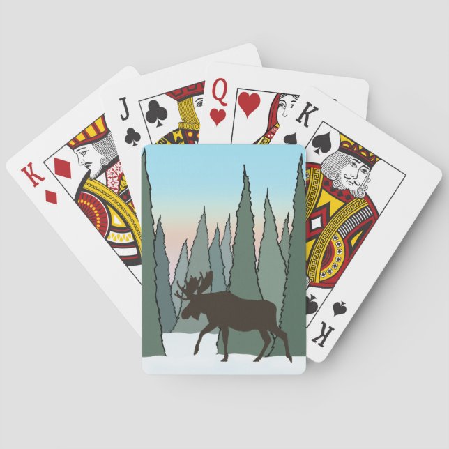 Jeu De Cartes Marche de l'orignal en forêt d'hiver (dos)