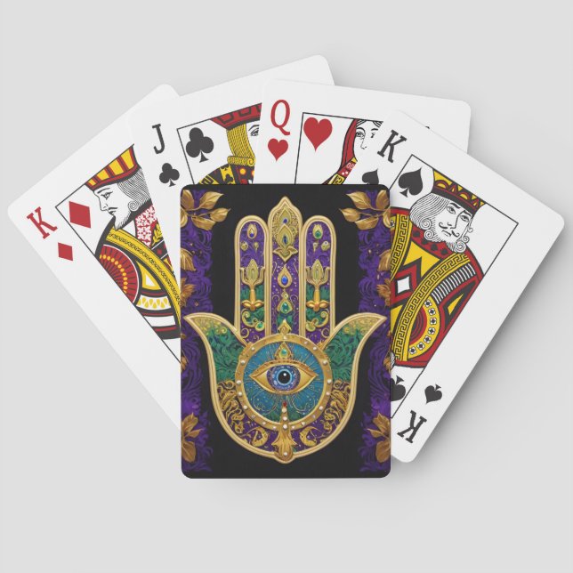 Jeu De Cartes Mardi Gras Gold violet vert Hamsas Art (dos)