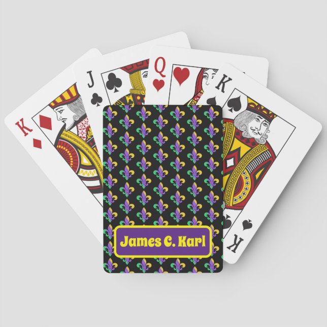 Jeu De Cartes Mardi Gras Mardi Vert Violet Fleur De Lis (dos)