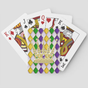 Jeu De Cartes Mardi Gras Motif Arlequin de la Couronne Blanc