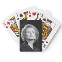 Margaret Thatcher Jouer des cartes (noir et blanc)
