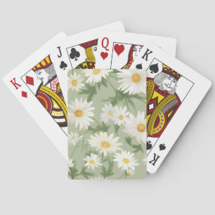 Jeu De Cartes Marguerites blanches sur Sage Green