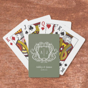 Jeu De Cartes Mariage Blason de Monogramme de Sauge Botanique Ba