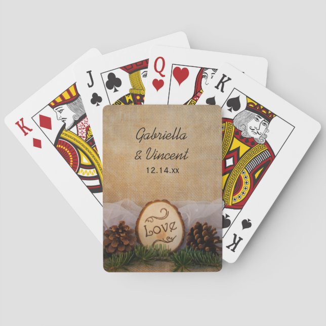 Jeu De Cartes Mariage boisé de Pins Russes (dos)