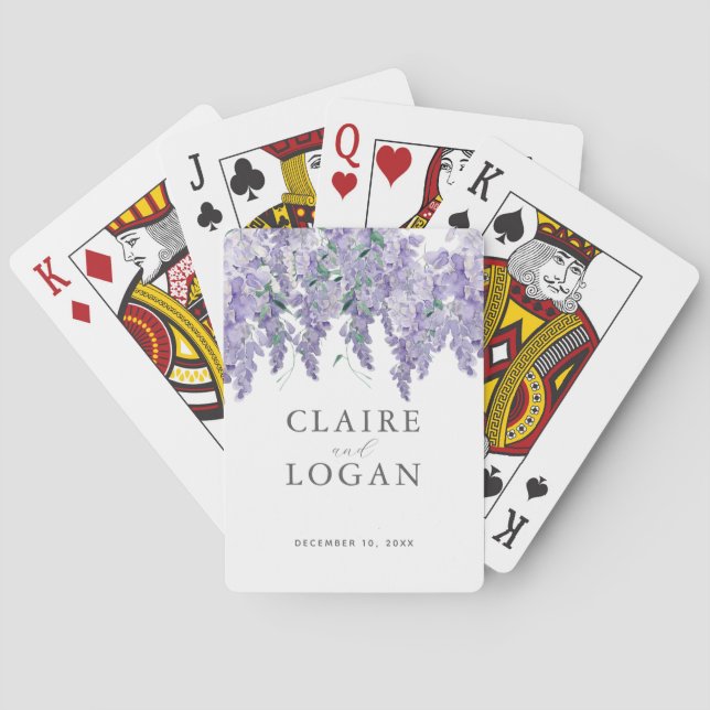 Jeu De Cartes Mariage d'aquarelle Wisteria Purple (dos)