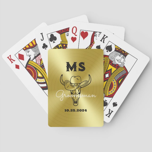 Jeu De Cartes Mariage de cow-boy de pays occidental Monogramme G (dos)