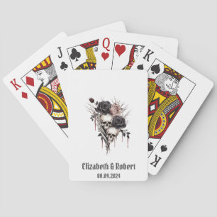Jeu De Cartes Mariage gothique noir Rose crânes