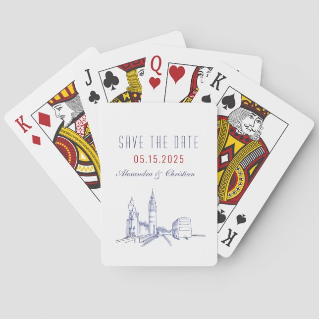 Jeu De Cartes Mariage Londres Enregistrer La Date (dos)