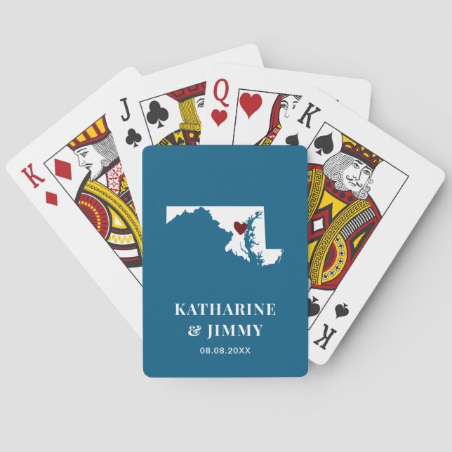 Jeu De Cartes Mariage Maryland Favor Deck de Cartes, Carte d'Éta (dos)