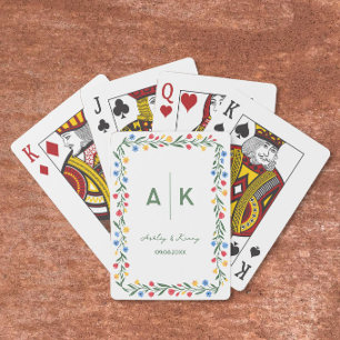 Jeu De Cartes Mariage Monogramme Fleur Sauvage d'Art Populaire C