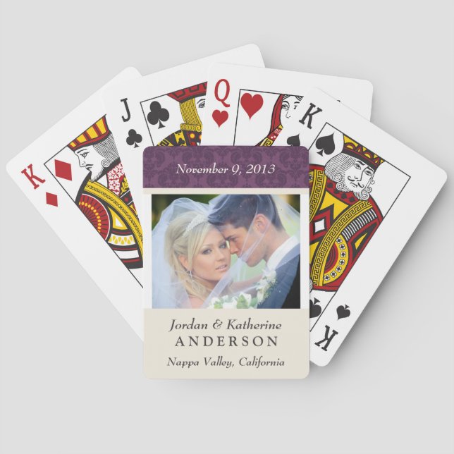 Jeu De Cartes Mariage Photo Cartes de Jeu Personnalisées (dos)