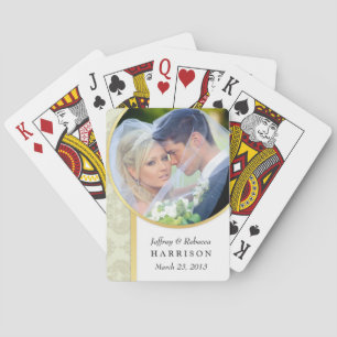 Jeu De Cartes Mariage Photo Ecru Damask Lecture Cartes