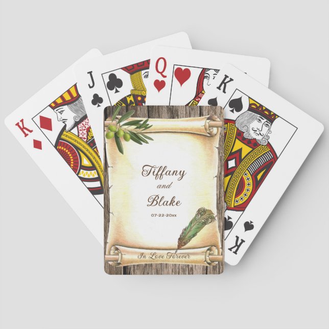 Jeu De Cartes Mariage unique de défilement et de plume (dos)