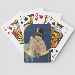 Jeu De Cartes Mariage vintage, Mariée mignonne et Groom sur une 