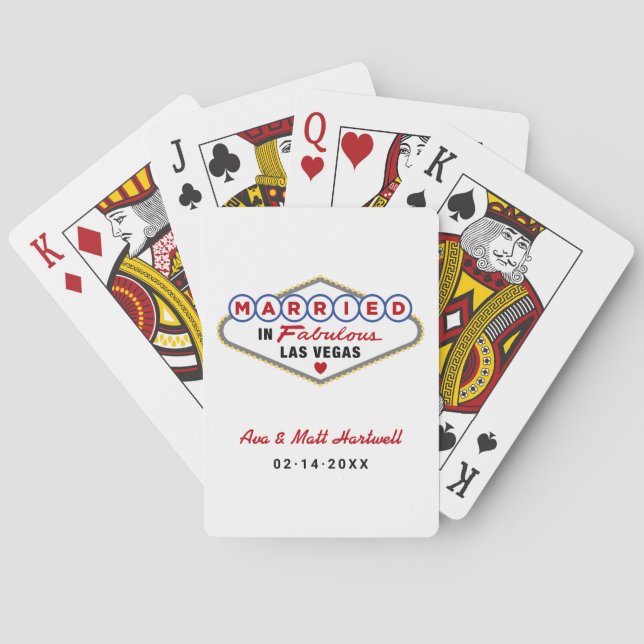 Jeu De Cartes Marié dans Fabulous Las Vegas Mariage Monogramme (dos)