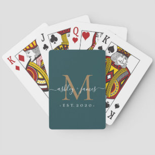 Jeu De Cartes Mariés personnalisés sarcelle foncé et or