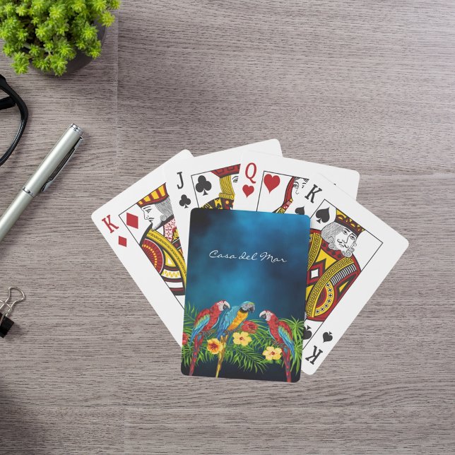 Jeu De Cartes Marine bleu perroquet nom de la maison tropicale (Créateur téléchargé)