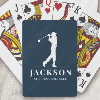 Jeu De Cartes Marine bleu Personnalisé Monogramme Golfer