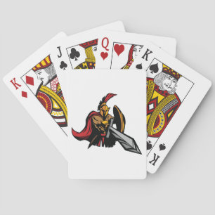Jeu De Cartes Mascotte de guerrier spartiate rouge et or gras