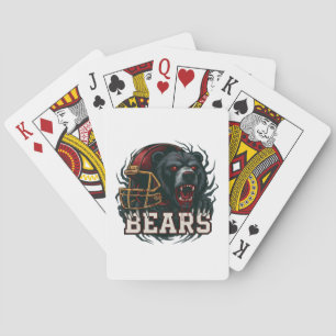 Jeu De Cartes Mascotte d'ours de football en colère Casque rouge