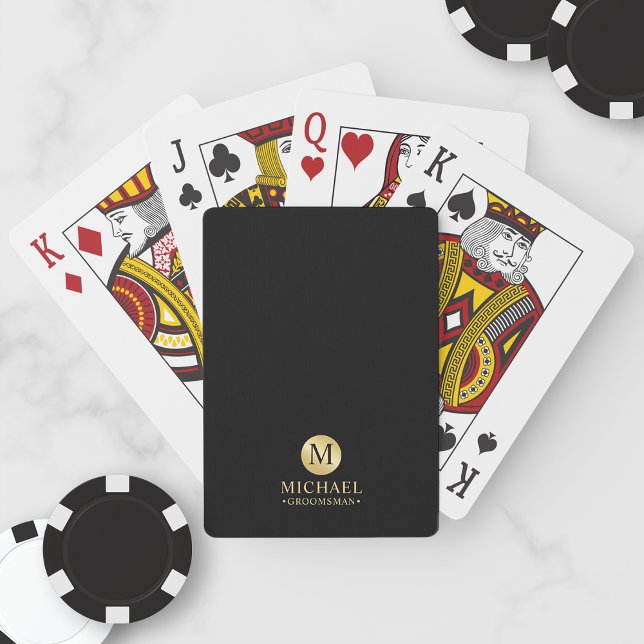 Jeu De Cartes Masculine Blanc et Or Personnalisé Groomsmen Pl (Créateur téléchargé)