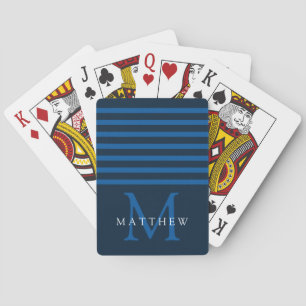 Jeu De Cartes Masculine de monogramme de bande bleue marine