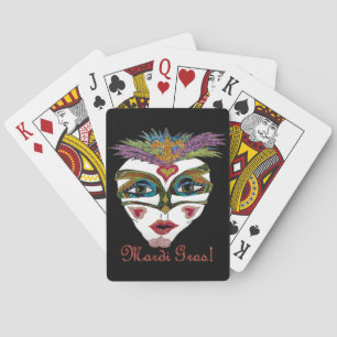 Jeu De Cartes Masque à plumes pailleté de Mardi Gras coloré
