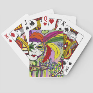 Jeu De Cartes Masque à plumes Psychedelic Mardi Gras