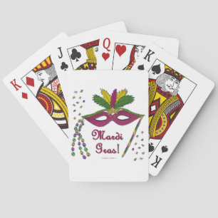 Jeu De Cartes Masque de Mardi Gras Plumes Perles