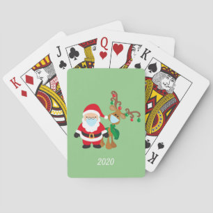 Jeu De Cartes Masque visage de Noël Père Noël et Reindeer 2020