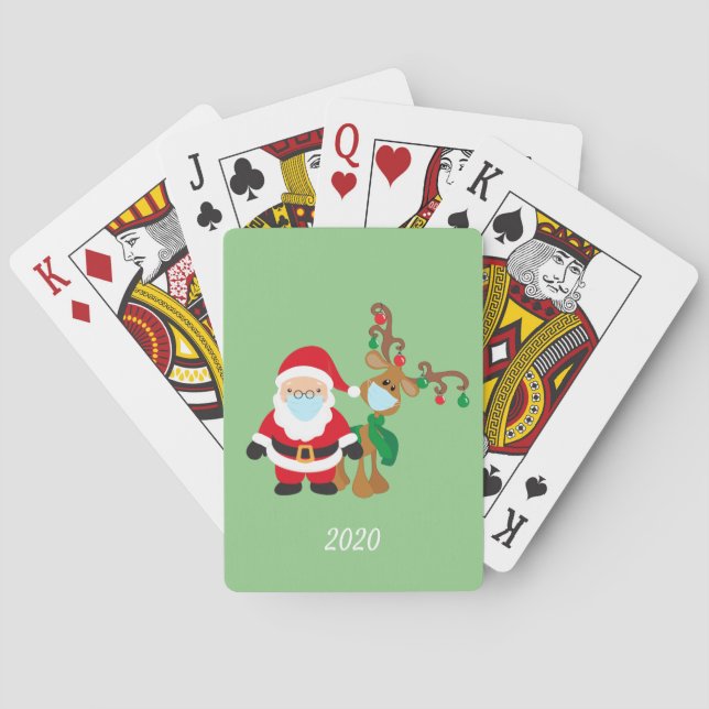 Jeu De Cartes Masque visage de Noël Père Noël et Reindeer 2020 (dos)