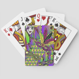 Jeu De Cartes Masques à plumes de Mardi Gras psychédéliques