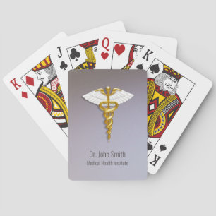 Jeu De Cartes Médicale Elegant Gold Caduceus ailes blanches