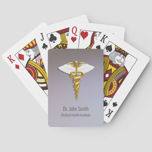 Jeu De Cartes Médicale Elegant Gold Caduceus ailes blanches (dos)