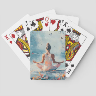 Jeu De Cartes Méditation de Prairie de Coucher de Soleil avec Pa